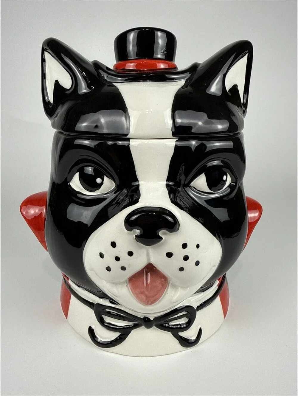 Jack O’Lantern Lane Boston Terrier Vampire Cookie Jar Base Stamp Bottom